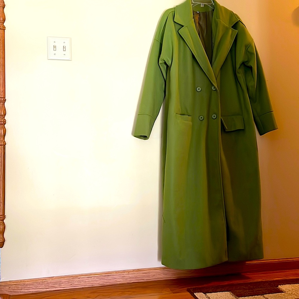 Green winter/fall coat.